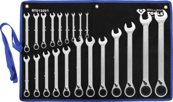 Brilliant Tools Set di chiavi combinate a cricchetto reversibile da 21 pezzi 6-32 mm BT013221