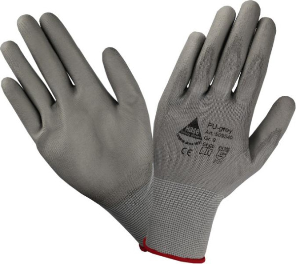 Guanti Hase Safety in maglia fine con morbido rivestimento in PU, grigio, taglia: 6, PU: 10 paia, 509540-6