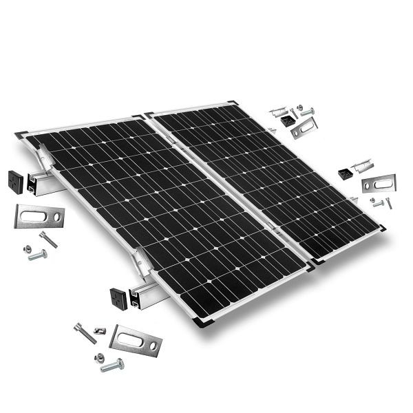 Kit di fissaggio Offgridtec con viti di fissaggio per installazione su tetto inclinato 2 pannelli solari altezza telaio 35 mm, 8-01-013765-004