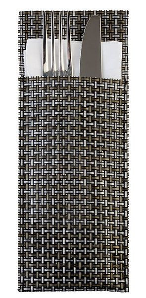 Tasche per tovaglioli e posate APS, 24 x 9 cm, grigio argento, PVC, banda stretta, set da 6, 60551