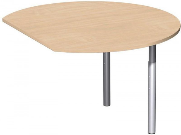 Tavolo allungabile geramöbel rotondo con piedini di supporto, incl. materiale di collegamento, regolabile in altezza, 1200x1047x680-820, faggio/argento, N-647207-BS