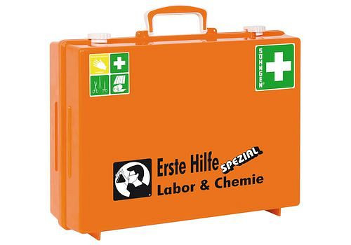 DENIOS kit di pronto soccorso professione speciale "laboratorio e chimica", contenuto di base secondo DIN, 116-599