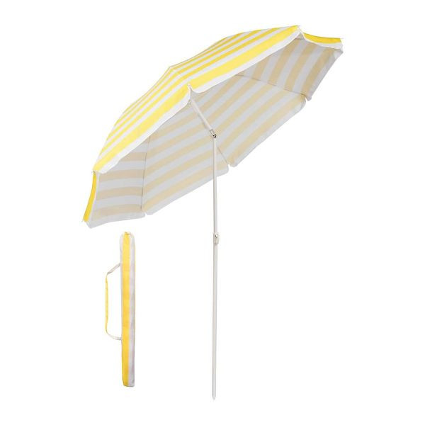Ombrellone rotondo Sekey® 160 cm, colore: strisce gialle e bianche, 39916003