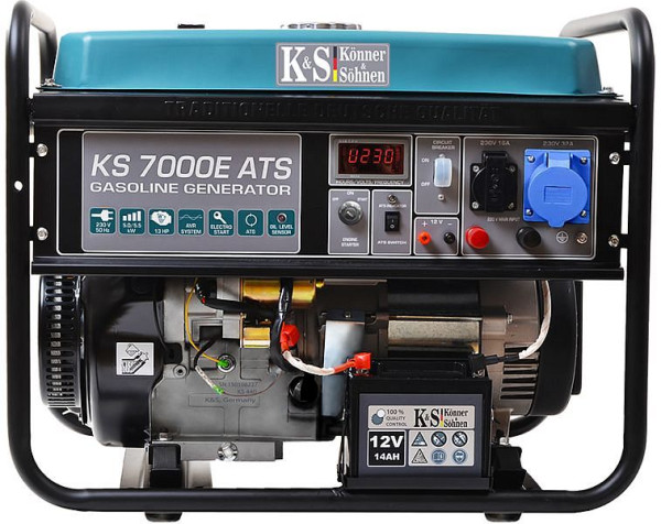 Generatore di corrente E-start a benzina Könner & Söhnen 5500W, 1x16A(230V)/1x32A(230V), 12V, sistema automatico di alimentazione di emergenza ATS, regolatore di tensione, display, KS 7000E ATS