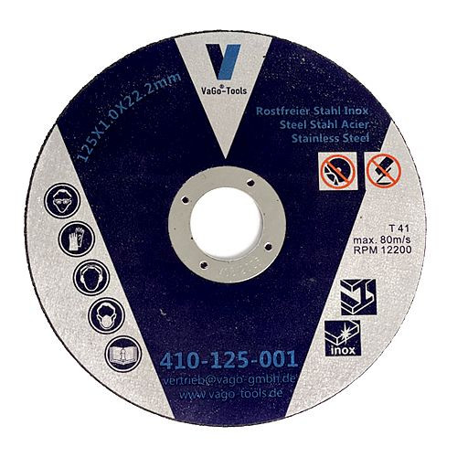 Dischi da taglio VaGo-Tools dischi flessibili 125x1mm acciaio inossidabile metallo acciaio, confezione: 50 pezzi, 410-125-001x50_tv