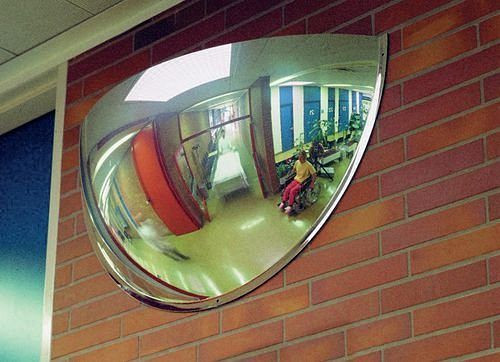 Specchio panoramico DENIOS PS 180-6, in vetro acrilico, 180°, per montaggio a parete, 129-685