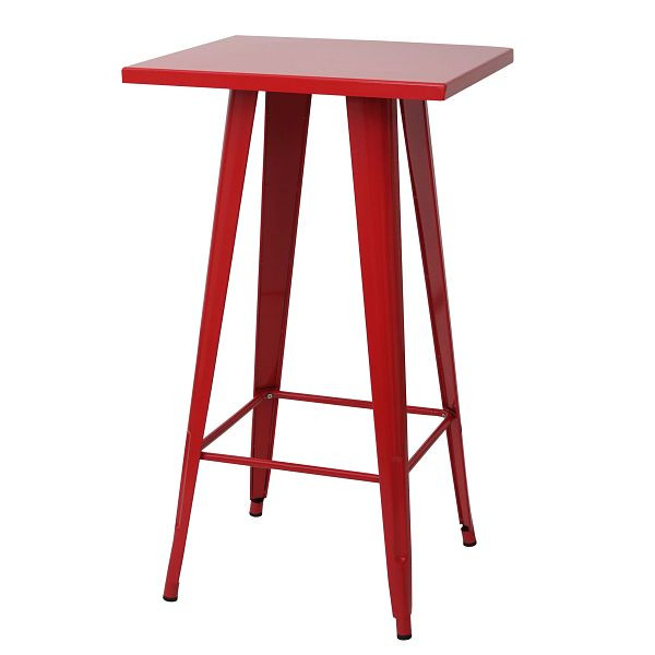 Tavolo da bar Mendler HWC-A73, tavolo da bar da bistrot, design industriale in metallo 105x60x60cm, rosso, 57909