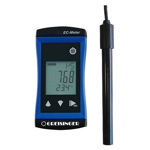 Greisinger G 1409 preciso misuratore di conducibilità/misuratore EC per conducibilità fino a un massimo di 5000 mS/cm, inclusa cella di misura in titanio, 480846