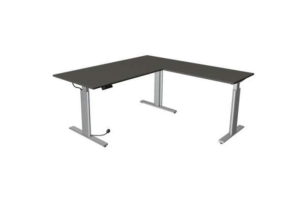 Kerkmann tavolo sit/stand Move 3 argento L 2000 x P 1000 mm con elemento aggiuntivo 1000 x 600 mm, antracite, 10234413