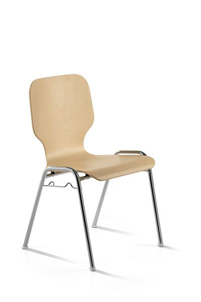 Mayer Sitzmöbel myDARIO sedia impilabile, seduta in multistrato di faggio, laccato naturale, struttura cromata, 2115_01_91