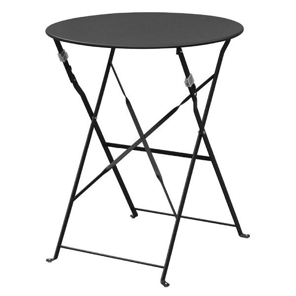 Bolero tavolo rotondo pieghevole da giardino in acciaio nero 60 cm, GH558