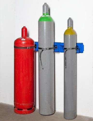 Portabottiglie DENIOS per bombole di gas WH 3-P universale in polietilene (PE), per 3 bombole (max. Ø 320 mm), 241-361