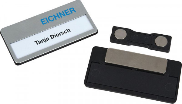 Targhetta portanome Eichner con superficie metallica, PU: 25 pezzi, 9218-03164