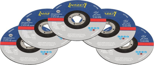 Set dischi da taglio Hazet, 5 dischi da taglio 125 x 1 x 22,23 mm (5 x 0,40 x 7/8"), 9233-010/5