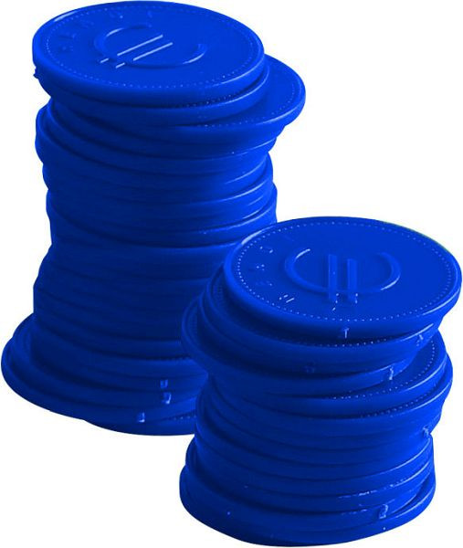 Monete deposito Bar Up - Confezione: 100 pezzi, Ø25 mm, blu, 665121