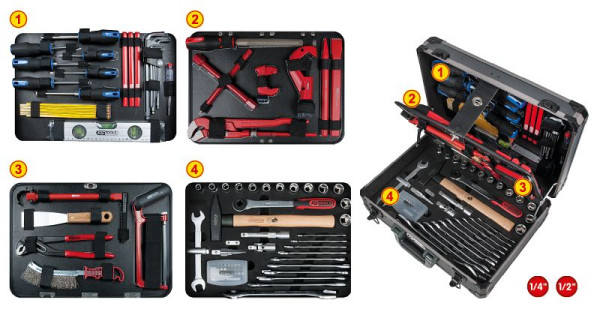 Valigetta di attrezzi idraulici KS Tools 1/4"+1/2", 95 pezzi, 911.0695