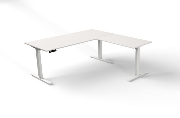 Kerkmann tavolo sit/stand L 1800 x P 800 mm con elemento aggiuntivo, regolabile elettricamente in altezza da 720-1200 mm, Move 3, colore: bianco, 10382010
