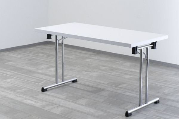 Tavolo pieghevole Hammerbacher 138x69 cm struttura bianca/cromata, forma rettangolare, VKL14/W/C