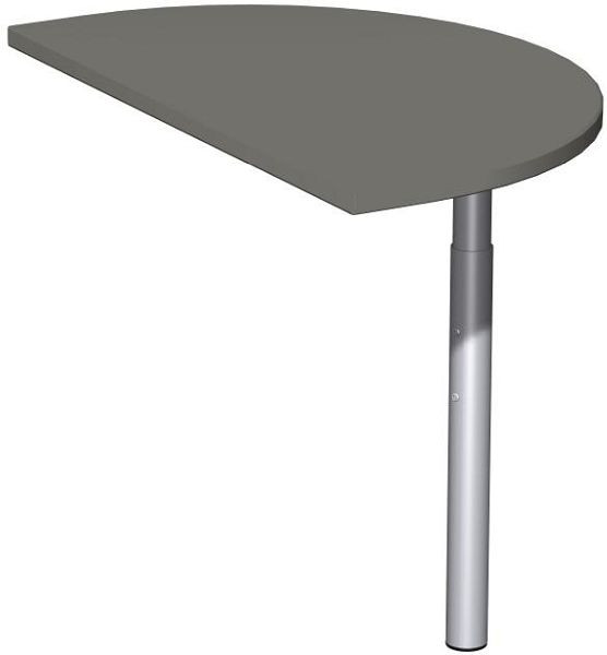 Tavolo aggiuntivo geramöbel semicircolare con piede di appoggio, incl. materiale di collegamento, regolabile in altezza, 500x800x680-820, grafite/argento, N-647006-GS