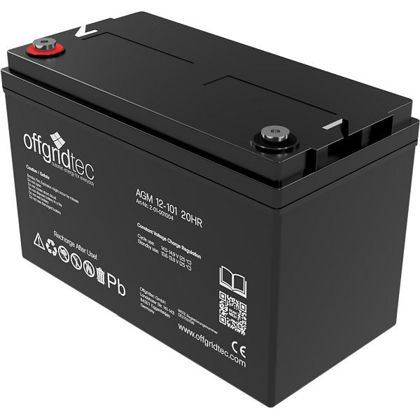 Offgridtec AGM 101Ah 20HR 12V - batteria solare estremamente resistente ai cicli, 2-01-001004
