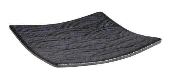 Vassoio APS -DARK WAVE-, 14 x 14 cm, altezza: 2 cm, melammina, interno: decoro, esterno: nero, 84904