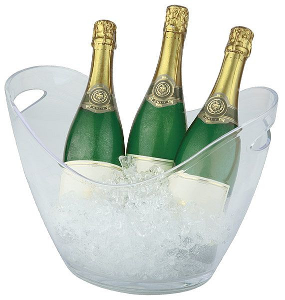 Raffreddatore per vino/champagne APS, 35 x 27 cm, altezza: 25,5 cm, MS, cristallino, 6 litri, con 2 aperture laterali, adatto per più bottiglie, 36048