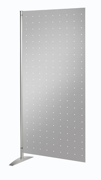 Sistema a parete per presentazioni Kerkmann, elemento in lamiera forata, L 800 x P 450 x A 1750 mm, alluminio argento, 45696614