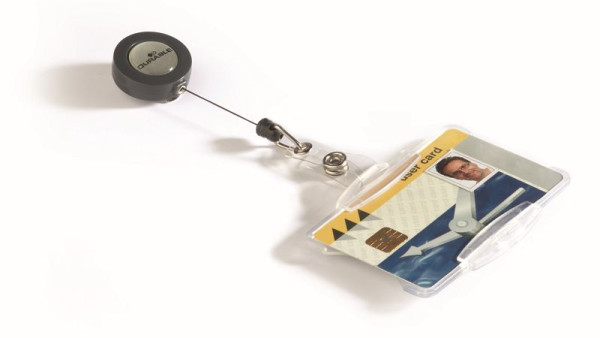 Porta carte d'identità DURABLE con yo-yo per 1 carta d'identità, trasparente, conf. da 10, 801119