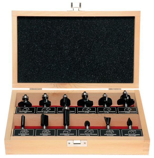 Projahn router set 12 pezzi in scatola di legno, 19299