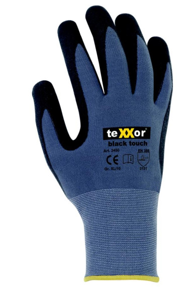 Guanti in maglia di nylon teXXor "black touch", misura: 10, confezione: 144 paia, 2450-10