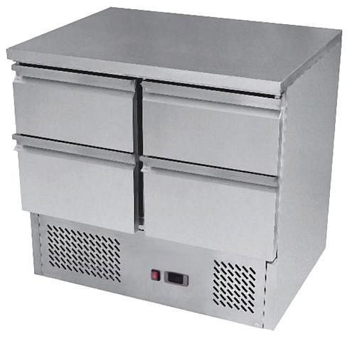 Tavolo refrigerante gel-o-mat nel design saladette, modello ESL3820GR con 4 cassetti, 560KT.2GL