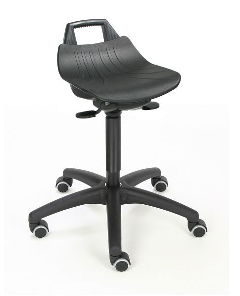 Lotz Supporto per stare in piedi "estremamente confortevole", sedile in PP nero, grande, altezza del sedile 520-710 mm, base in plastica nera, ruote doppie con freno, 3662.17