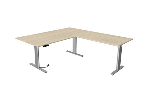 Kerkmann tavolo sit/stand Move 3 argento L 2000 x P 1000 mm con elemento aggiuntivo 1200 x 800 mm, acero, 10235750