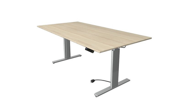 Kerkmann Move 3 tavolo sit/stand argento, L 2000 x P 1000 mm, regolabile elettricamente in altezza da 720-1200 mm, acero, 10233750
