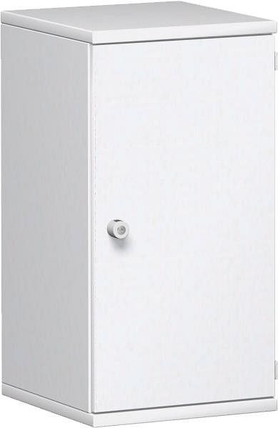 geramöbel armadio con ante a battente 1 ripiano decorativo, chiudibile a chiave, serratura a sinistra, 400x425x768, bianco/bianco, N-10DL204-WW