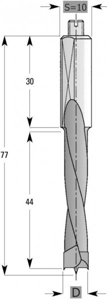 Punta per tasselli Edessö HW S10, fresata interna, A: 6, B: 44, GL: 77 - RH, 143806001