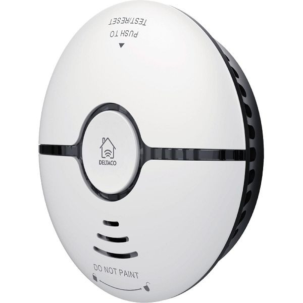 DELTACO SMART HOME rilevatore di fumo WiFi LED luce allarme sistema TUYA, notifica smartphone, SH-WS03