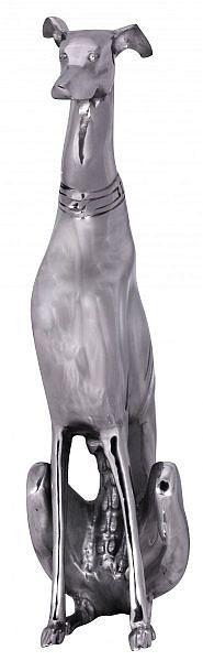Wohnling Decorazione Design Cane in alluminio argento levriero scultura statua del cane, WL1.251