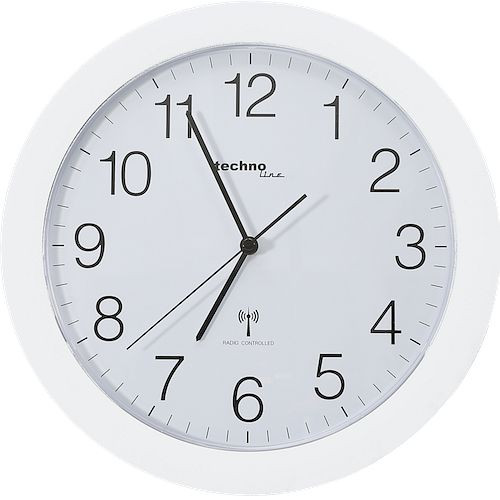 Orologio da parete radiocomandato Technoline bianco, orologio radiocomandato in plastica, dimensioni: Ø 30 cm, WT 8000 bianco
