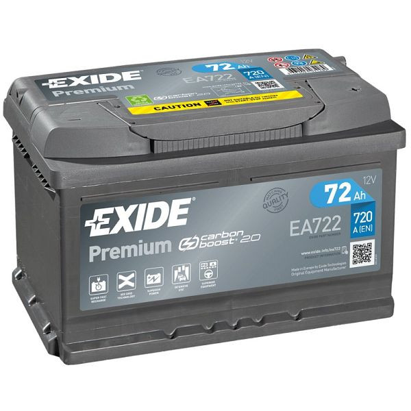 Batteria di avviamento EXIDE Premium EA 722 Pb, 101 009400 20