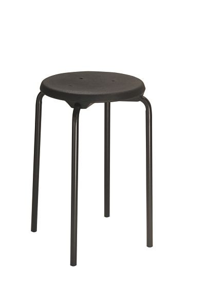 Sgabello impilabile Lotz, sedile in PU nero, altezza seduta 580 mm, stabile telaio tubolare in acciaio, nero, 3258.01
