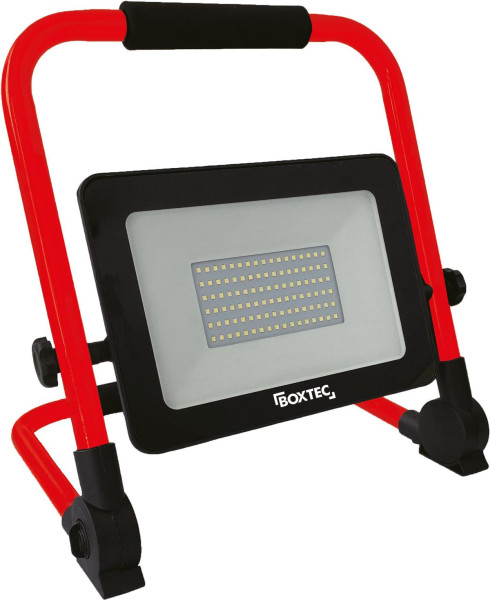 Faretto da cantiere BOXTEC LED faretto AKKU 50W, 3500lm, 6500K, IP54, telaio da pavimento regolabile e pieghevole, 48205