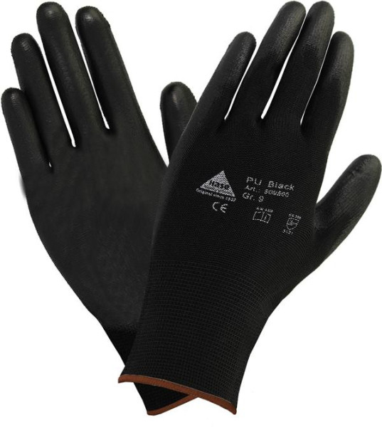 Guanti Hase Safety in maglia fine con morbido rivestimento in PU, nero, taglia: 9, PU: 10 paia, 509560-9