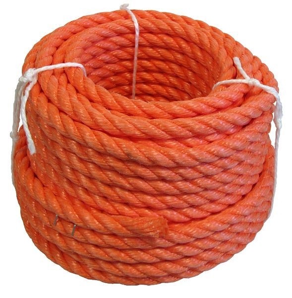 Dörner + Helmer Polypropylen-Seil, gedreht (Ring) 3-schäftig, orange, 14 mm, Tragkraft 380 kg, 25 m, 190332