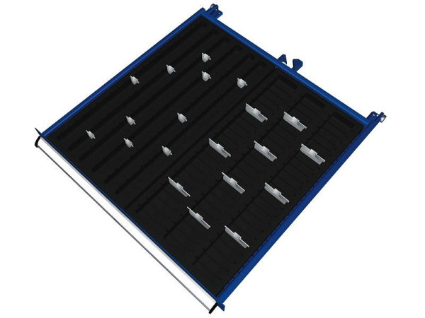 Set materiale di suddivisione KLW per cassetti con altezza scomparto da 50 a 400 mm in armadio SGB, dimensioni armadio 725 x 750 mm L x P, SGB-B08-030