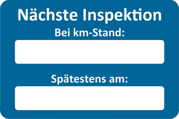 Adesivo del servizio clienti Eichner, blu, testo: Prossima ispezione presso, UI: 250 pezzi, 9220-00052