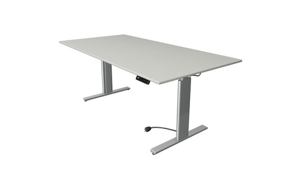 Kerkmann Move 3 tavolo sit/stand argento, L 2000 x P 1000 mm, regolabile elettricamente in altezza da 720-1200 mm, grigio chiaro, 10233611