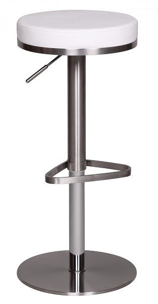 Sgabello da bar Wohnling bianco acciaio inossidabile altezza seduta regolabile 57 - 82 cm, WL1.294