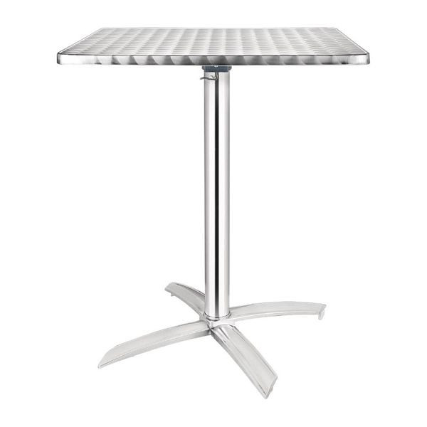 Bolero tavolo pieghevole quadrato in acciaio inox 1 gamba 60cm, CG838