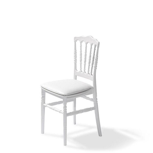 VEBA cuscino per sedile in ecopelle bianco per sedia Napoleone/Tiffany, 38,5x40x2,5 cm (LxPxA), 50400CW